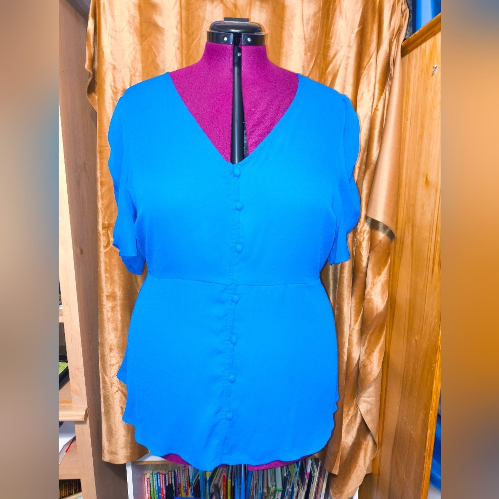 Torrid Vibrant Blue Button-Down Blouse